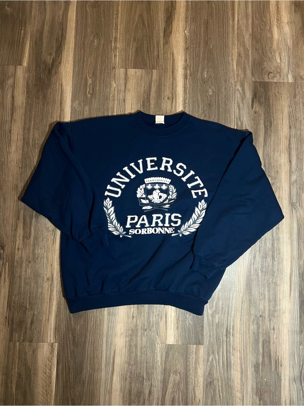 Vintage University Paris Sorbonne Boxy Crewneck Sweatshirt Graphic Logo Men’s